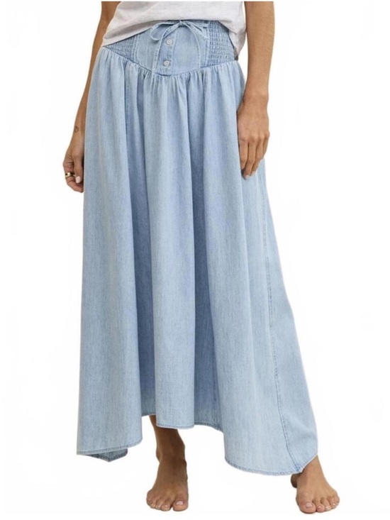 Aerie Dresses & Skirts - Aerie Blue Chambray Corset Waist Maxi Denim Skirt Size Medium